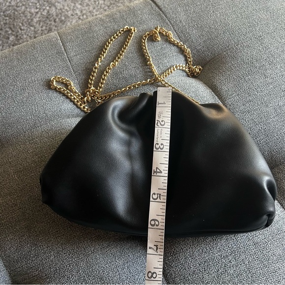 Understated Leather mini crossbody bag, black, chain strap, scrunch clutch - Picture 11 of 12